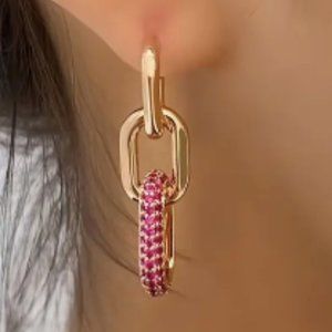 18k Gold Plated Pink Diamond Earrings